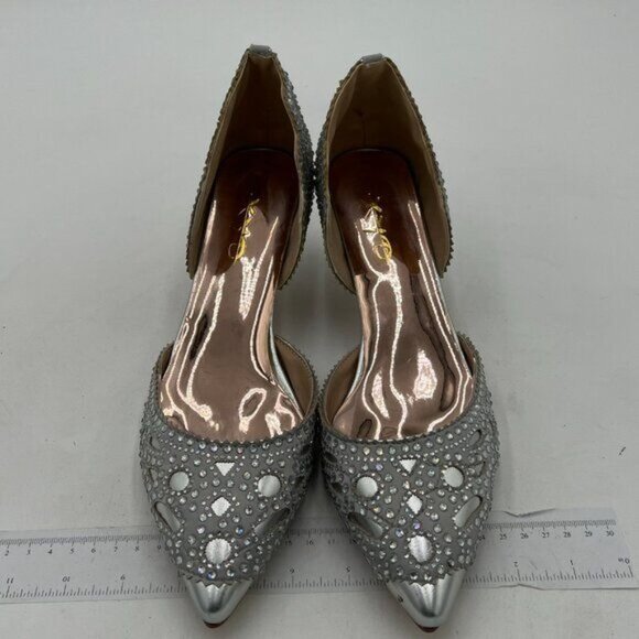 XYD Women's Pumps, Elegant Pointed Toe, D'Orsay Kitten Low Heels, Rhinestone Stu - Picture 3 of 8